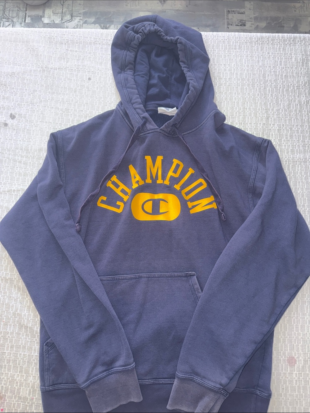 Champion Navy Crewneck Sweatshirt with Small Red & Blue Logo